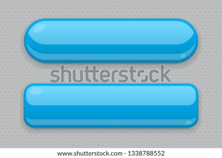 Blue glass buttons. 3d web icons on gray background. Illustration. Raster version