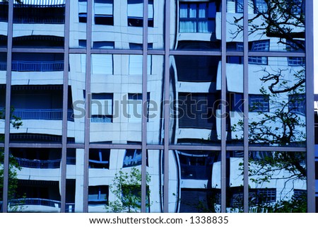 Glass windows of an office building.