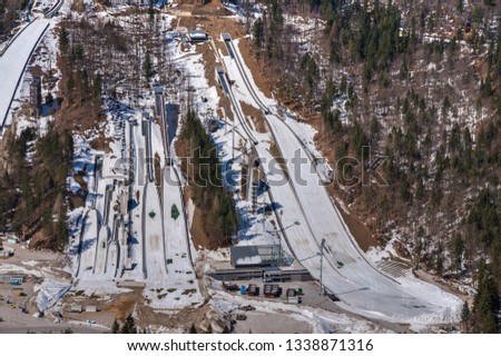 Planica ski jumping hills in March