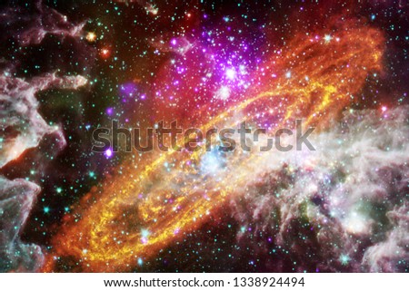 Beautiful nebula, starfield, cluster of stars in outer space. Science fiction art. Elements of this image furnished by NASA
