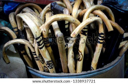 wood  canes with henna color striped 