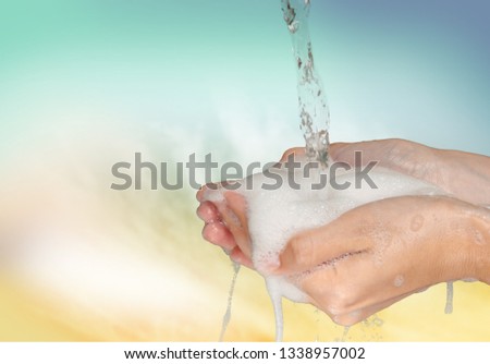Woman Washing Her Hands on background