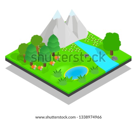 Clean forest concept banner. Isometric banner of clean forest vector concept for web, giftcard and postcard