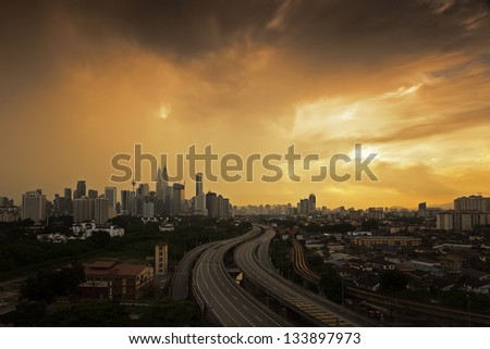 View of Kuala Lumpur Skyline- Sunset