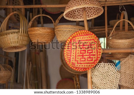Chinese traditional bamboo products on shelf for sale