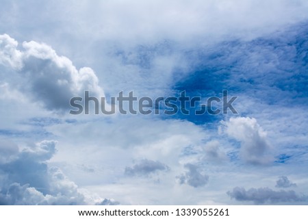 Image of blue sky and white cloud on day time for background usage.