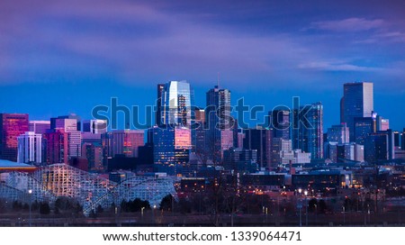 Nighttime Denver Skyline looking east