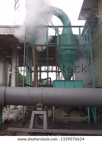 wood pellet, wood chip and saw dust processing factory and storage. Biomass for future energy