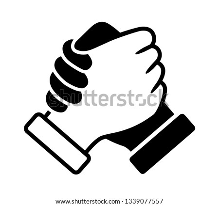 Black and white soul brother handshake, thumb clasp handshake or homie handshake flat vector icon