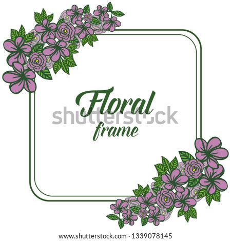Vector illustration various design purple floral frame hand drawn