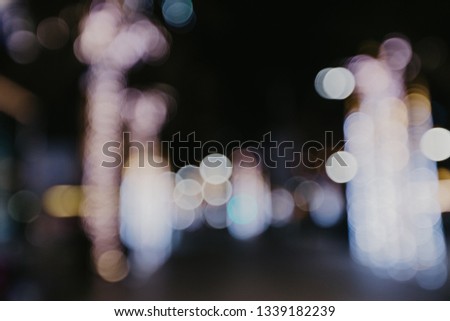 Abstract urban night light bokeh, defocused background - Image