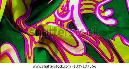 silk abstract fabric This luxurious silk chiffon fabric is a show-stopper. It is transparent has a liquid drape and is very soft. Perfect for your projects. Colors include green yellow white and pink