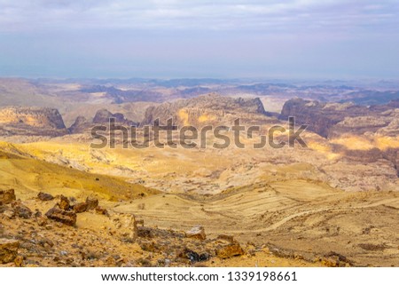 Aerial view of Petra valley in Jordan
