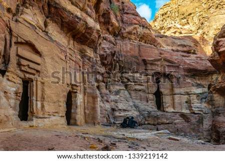 Lion tomb in Petra, Jordan