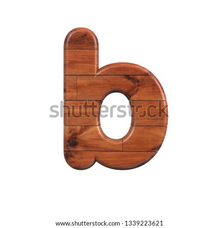 wood letter B - Small 3d wooden plank font isolated on white background. This alphabet is perfect for creative illustrations related but not limited to nature, ecology, decoration...
