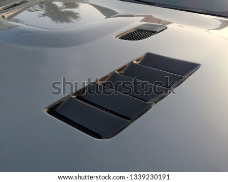 Carbon Fiber Hood Air Ducts on the car ,
Air Flow Intake Scoop Bonnet 