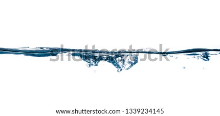 blue water, water splash isolated on white