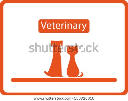 red veterinary background with pets - visiting card
