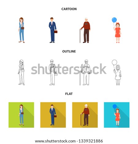 Isolated object of character and avatar  symbol. Collection of character and portrait vector icon for stock.