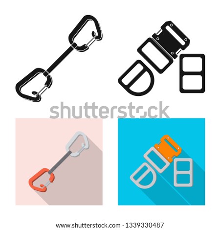 Vector illustration of mountaineering and peak sign. Set of mountaineering and camp stock symbol for web.