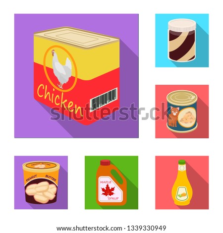Isolated object of can and food symbol. Set of can and package vector icon for stock.