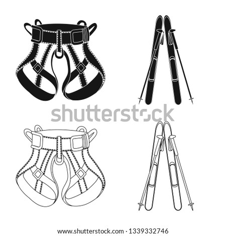Vector design of mountaineering and peak symbol. Collection of mountaineering and camp stock vector illustration.