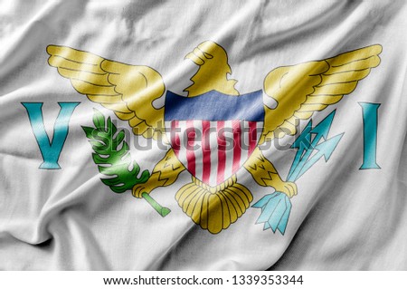 Waving detailed national US country state flag of Virgin Islands