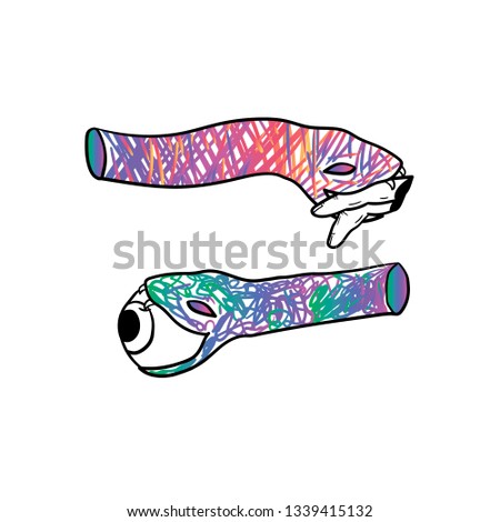 Hand Drawn cosmic snakes card. Illustrations Drawing Vector alien Sketch for textile, print, postcard, text, invitation, poster, background, book, t-shirt, wallpaper