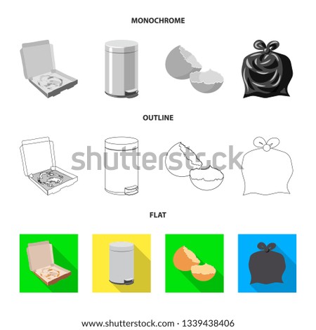 Vector illustration of dump  and sort sign. Collection of dump  and junk stock symbol for web.