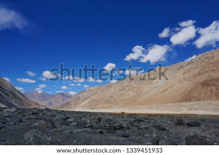 Beautiful panoramic view of valleys and desert in Leh, Ladakh,India