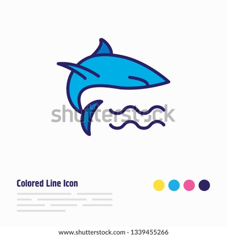Vector illustration of shark icon colored line. Beautiful nautical element also can be used as fin icon element.