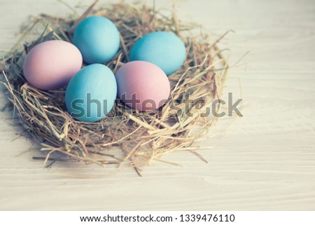 Easter holiday decoration with eggs. Happy Easter.