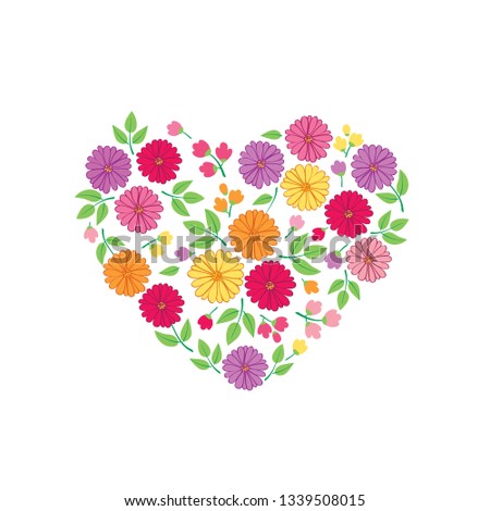 Heart of the spring flowers. Floral elements for March 8, Valentine's Day, Mother's Day, birthday, wedding invitations. Raster copy.