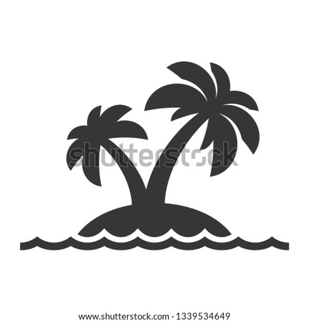 Island with Palm Trees Icon on White Background.