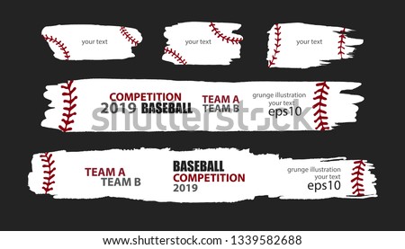 Vector grunge baseball. Templates sporty design. Print for T-shirt, flyer, horizontal abstract banner, brush strip.
