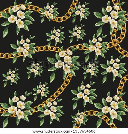 silk scarf design, chain pattern,  textile print - vector background