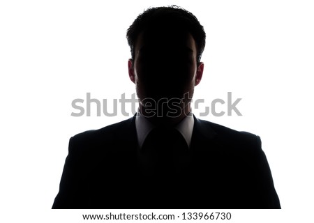 Businessman portrait silhouette and a mysterious face