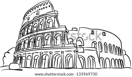Free hand sketch collection: Colosseum, Rome, Italy