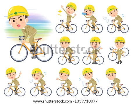 A set of working man on a road bike.There is an action that is enjoying.It's vector art so it's easy to edit.
