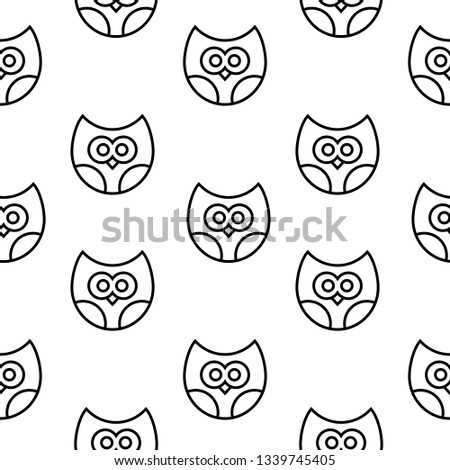  Seamless pattern with owls in line style.