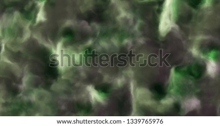 Stormy green clouds in a nebula in space, slowly moving, forming and dissolving.