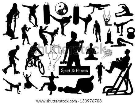 Sport and fitness silhouettes Royalty-Free Stock Photo #133976708