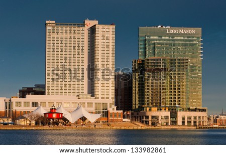 Buildings in Baltimore, Maryland, seen from the Inner Harbor