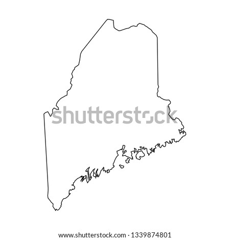 Maine, state of USA - solid black outline map of country area. Simple flat vector illustration. Royalty-Free Stock Photo #1339874801