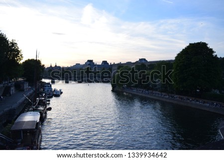 Skyline and sunset in Paris  Royalty-Free Stock Photo #1339934642