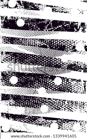 Distressed background in black and white texture with  dark spots, nets, scratches and lines. Abstract vector illustration