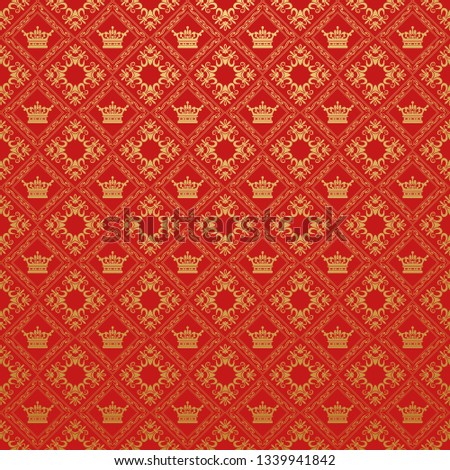 Red background wallpaper in royal style for your design. Vector graphics