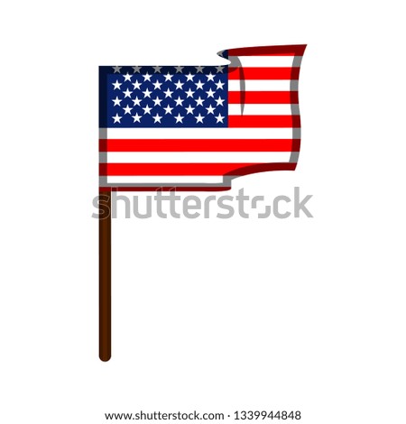 Waving flag of United States. Vector illustration design