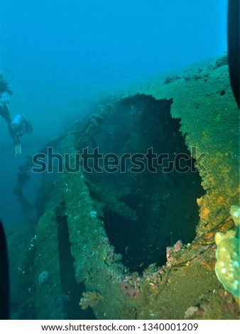 Inside Italy Maru wreck that is located in Simpson Harbour, Rabaul port, East New Britain , Papua New Guinea