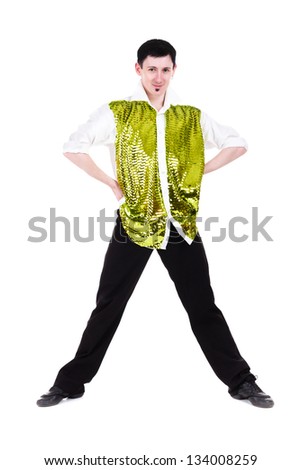 Young dancer showing some movements against isolated white background